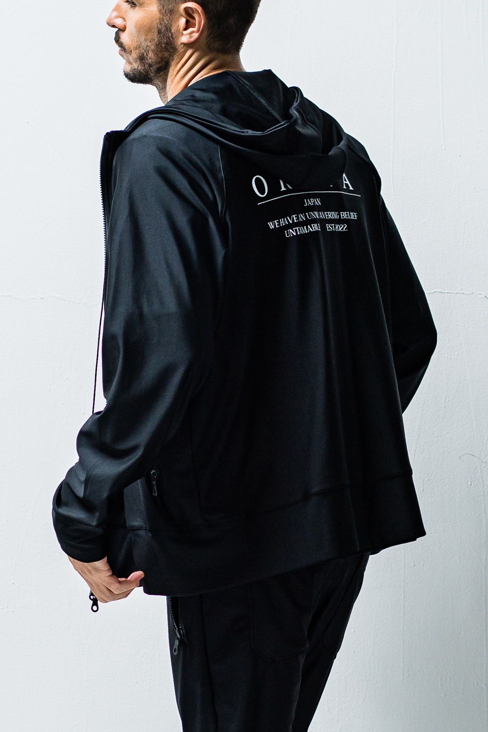 rush zip hoodie / ラッシュガード フロントロゴ フルジップフーディー ブラック