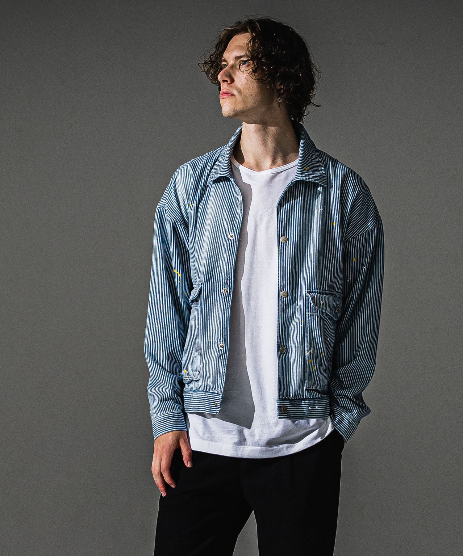 LDENIM AG flight jk / ダンガリー素材 デニムシャツジャケット (ヒッコリー) (8月中旬入荷予定) ※オーダー締切:5月23日(土)17時
