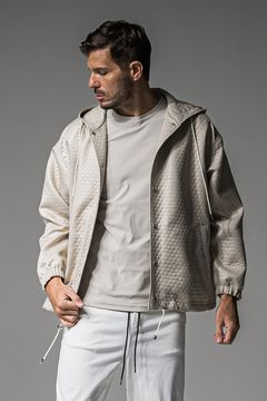 quilting coach hoodie / キルティング コーチジャケットパーカー ベージュ (9月中旬入荷予定)
