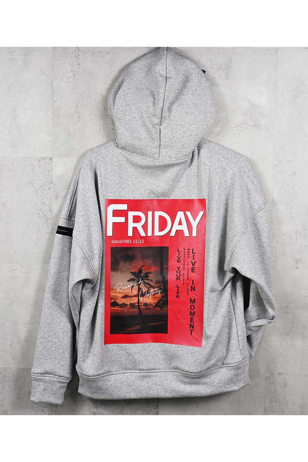FRAIDAY OLD COVER VELOURS FLEECE HOODIE / 裏ベロアフリース カバーデザイン ロングスリーブ フーディー (グレー) (11月上旬入荷予定) ※オーダー締切：9月1日(月)18:00