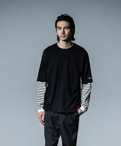 FAKE LAYERED LONGSLEEVE / ロングスリーブフェイクレイヤードTシャツ ブラックボーダー