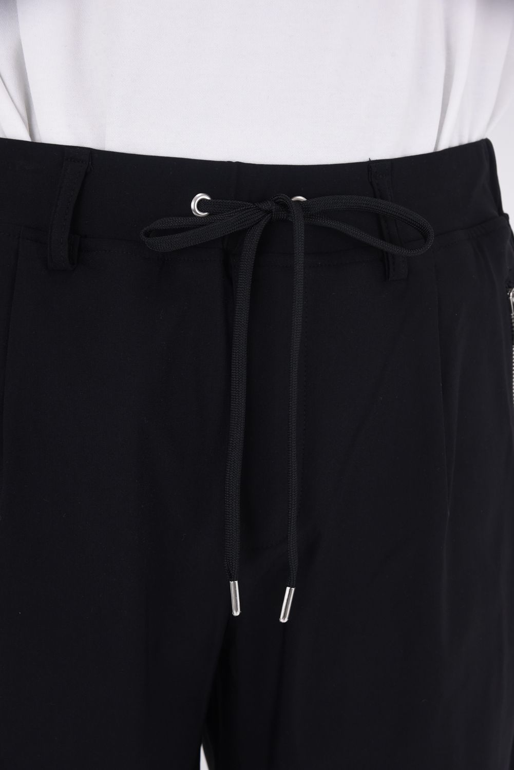 【26SS 39th】 Johnson LINE WIDE PT / 360°ストレッチ ワイドシルエット ジョンソンラインパンツ (ブラック/ホワイト)