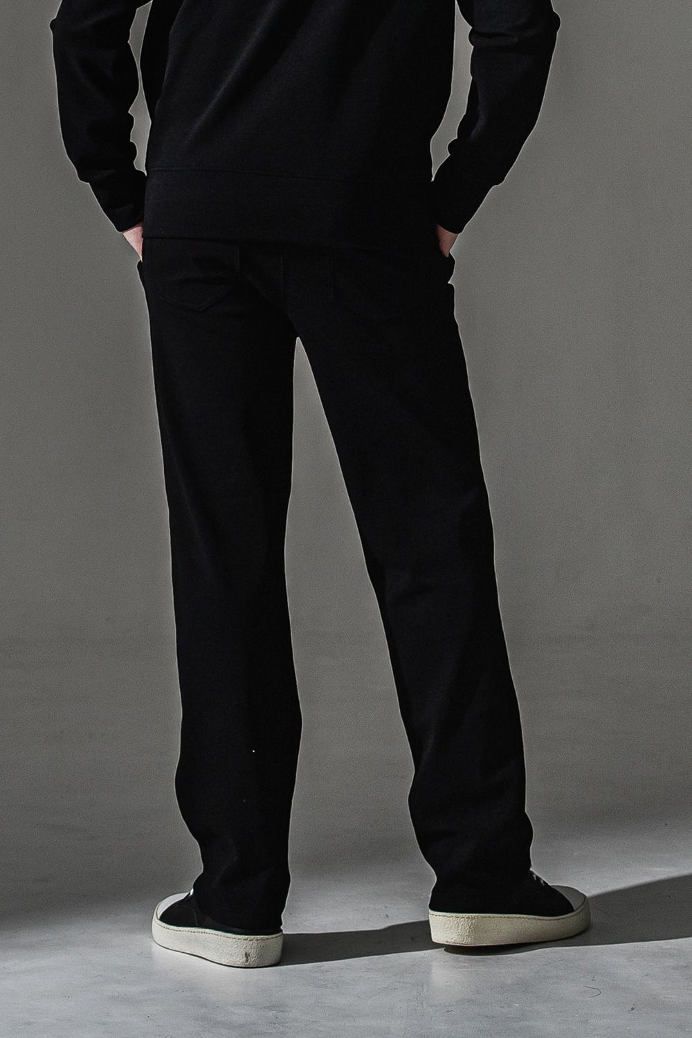 CHRIS EASY WIDE TUCK PANTS / ブリスターニット ワンタック イージーパンツ (ブラック)