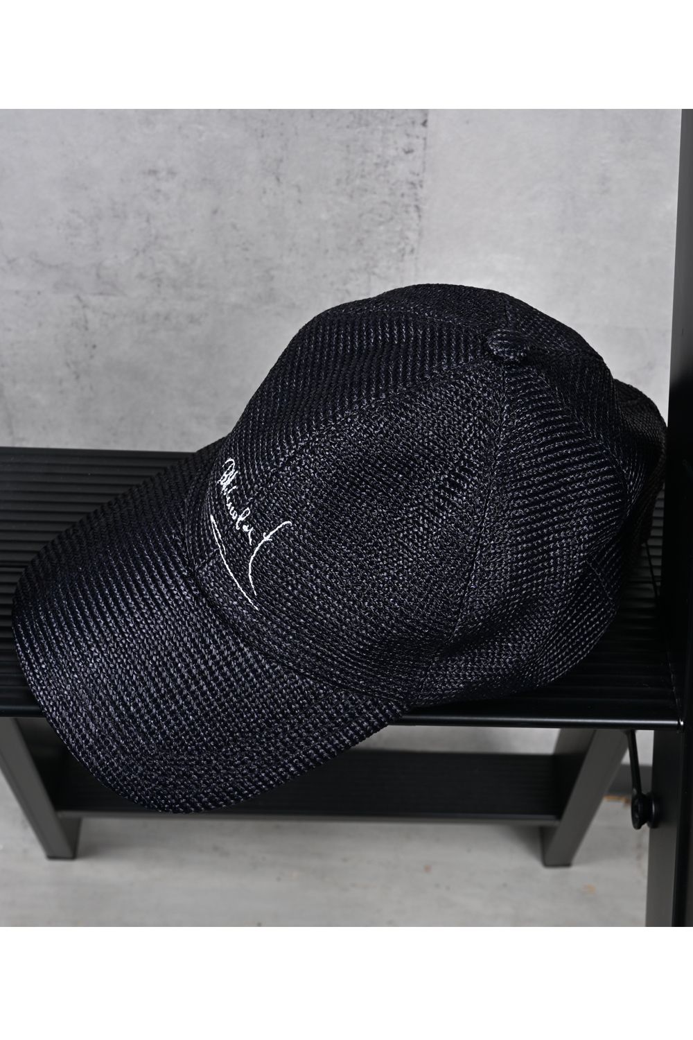 SIGN STRAW MESH CAP / サイン刺繍 ストローメッシュキャップ (ブラック) (3月上旬入荷予定) ※オーダー締切12/13(土)17:00