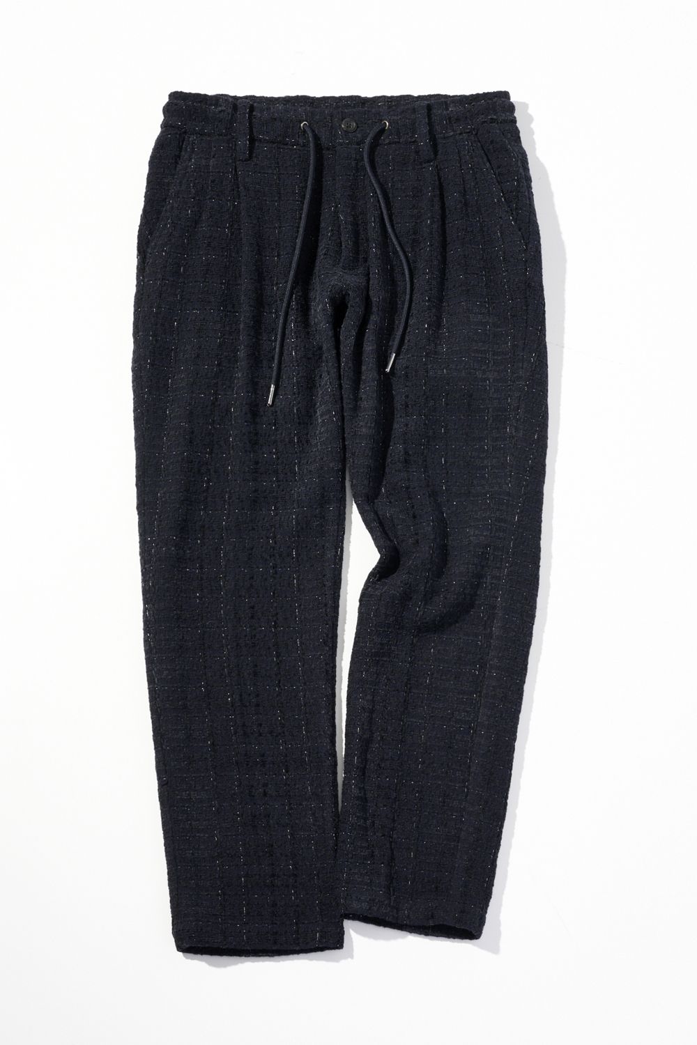 【26AW】【セットアップ】 LAME SQUARE JACQUARD JACKET / ファンシーツイード テーラードシングルジャケット&イージースラックス (ネイビー) (9月上旬入荷予定)