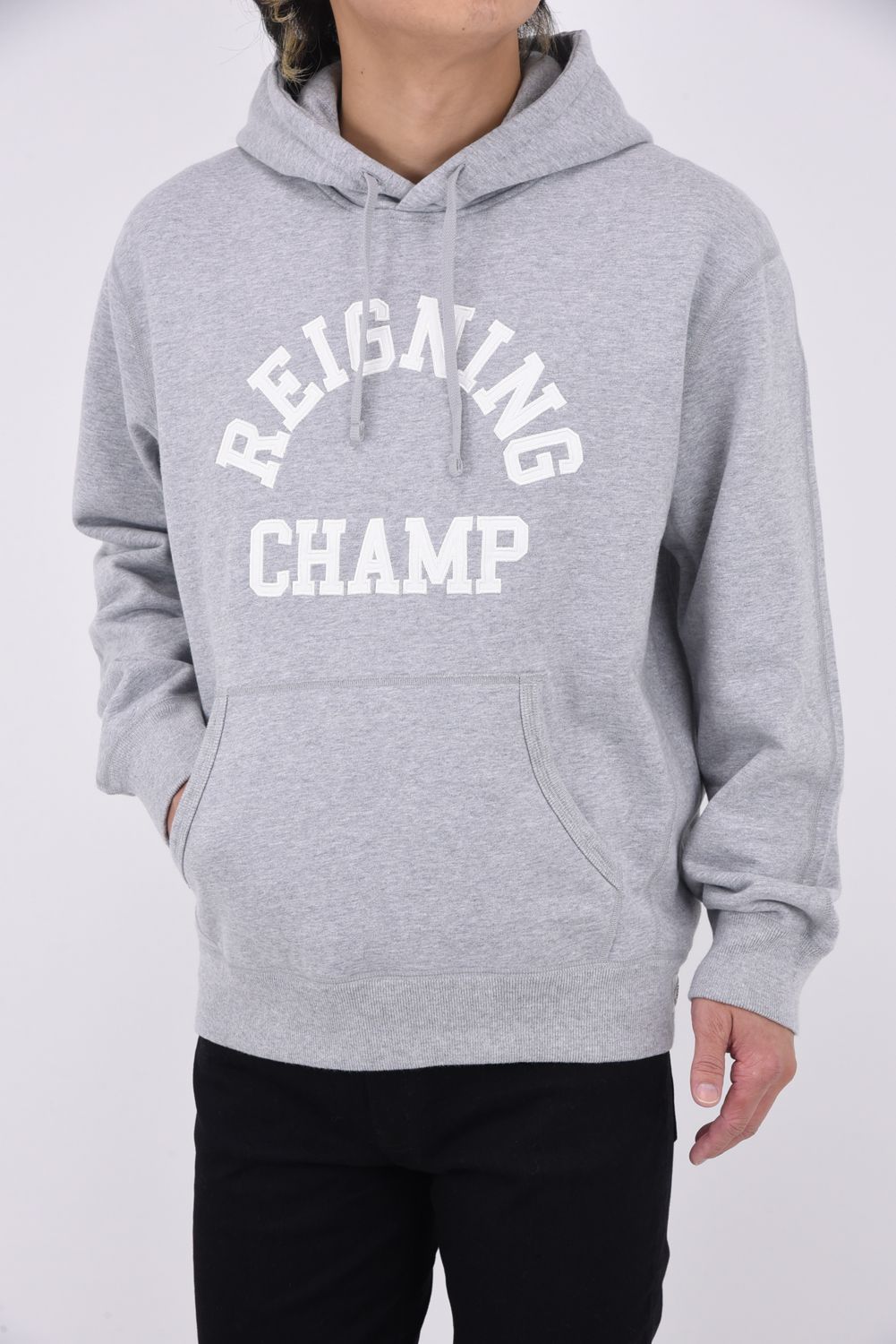 【国内正規品】【STANDARD FIT】 MIDWEIGHT TERRY ARCH LOGO HOODIE / ミッドウェイト アーチロゴ プルオーバーフーディー ヘザーグレー