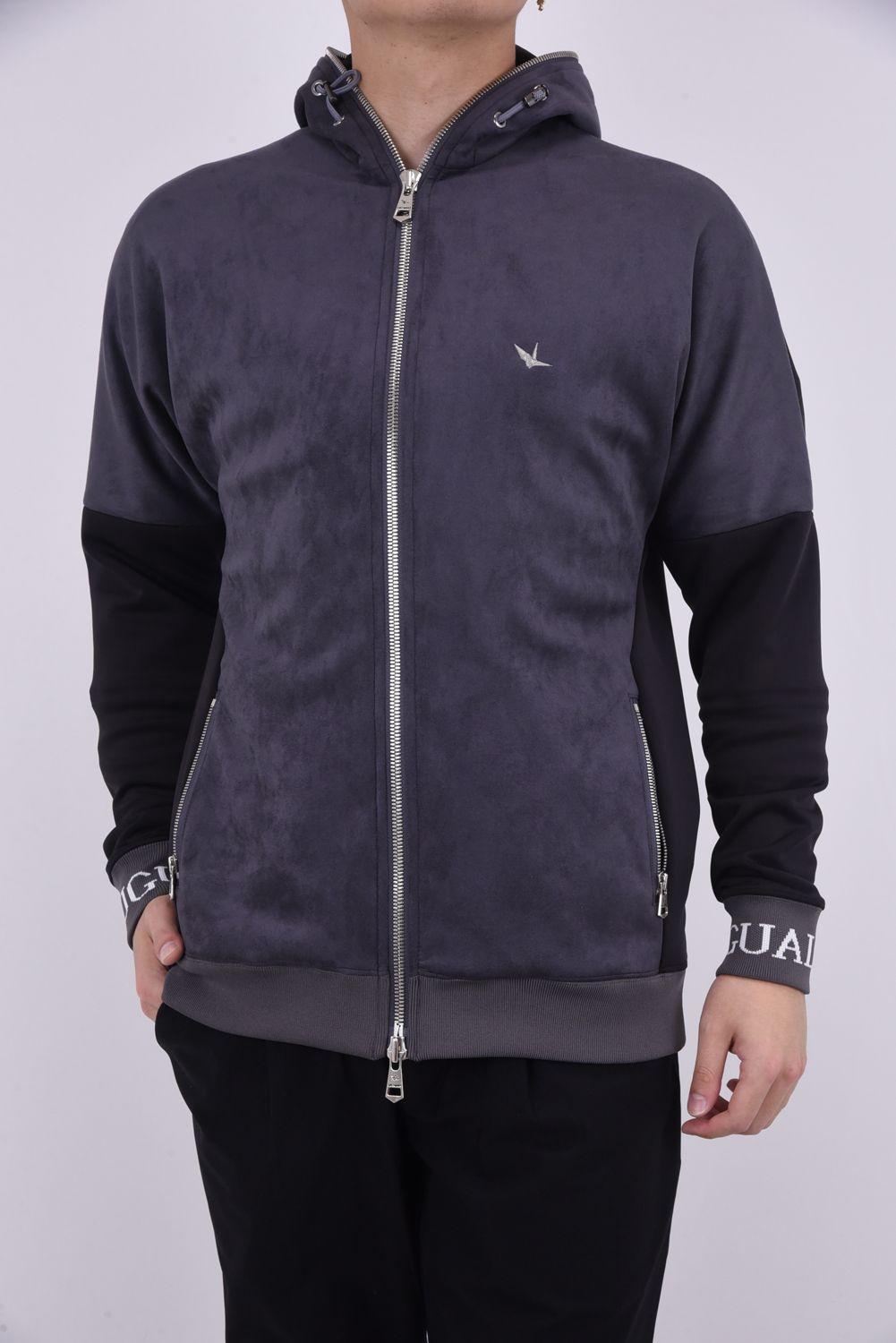 R[10] 113 FULL ZIP PARKA DIAMOND GRAY / 113ロゴ ルーズフィット フルジップ フーディー チャコール