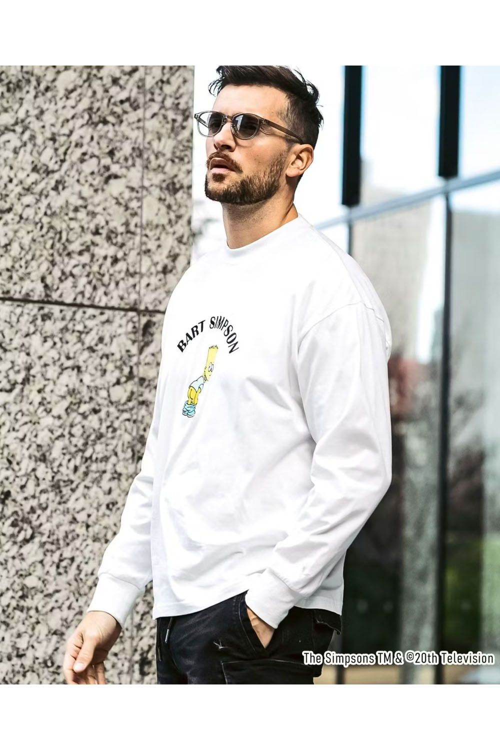 BART SIMPSON LONG T-SHIRT / シンプソンズプリント ロング Tシャツ (ホワイト)