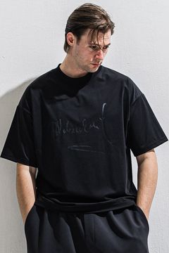 PB SIGN OVERNYLON T / ナイロントリコット サインプリント オーバーサイズ Tシャツ (ブラック) (4月上旬入荷予定) ※オーダー締切12/13(土)17:00