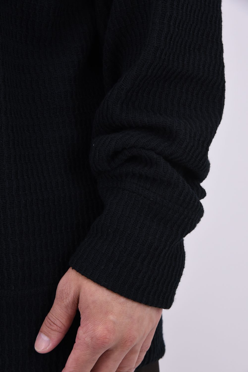 knt l loose trainer / ニット ルーズ トレーナー (ブラック)