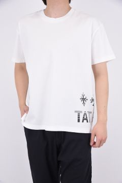 MONTUNO / ロゴプリント シルケット クルーネック Tシャツ ホワイト