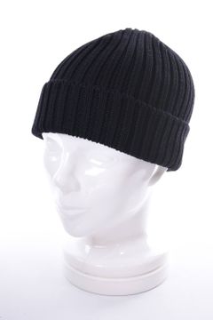 KNIT CAP / ウール リブ編み ニットキャップ ブラック