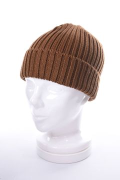 KNIT CAP / ウール リブ編み ニットキャップ ブラウン