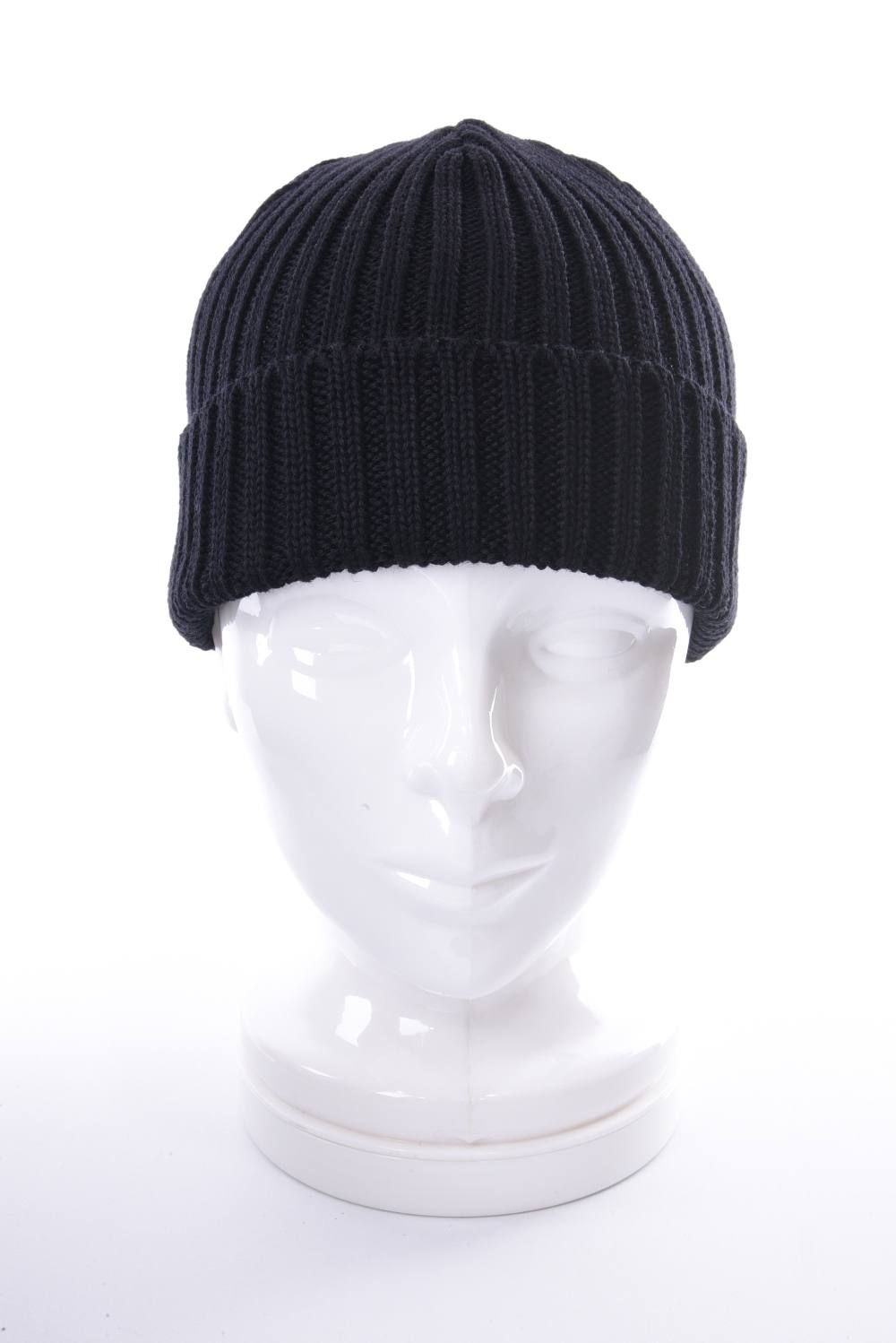 KNIT CAP / ウール リブ編み ニットキャップ ブラック