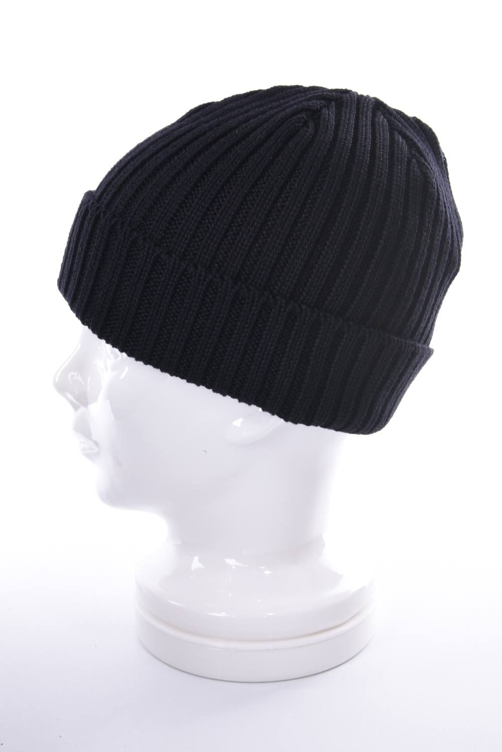 KNIT CAP / ウール リブ編み ニットキャップ ブラック