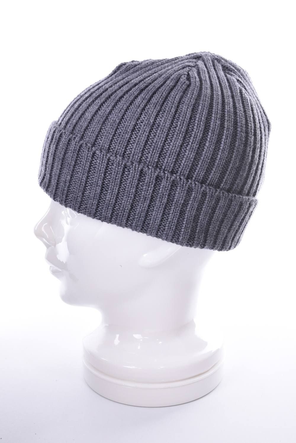 KNIT CAP / ウール リブ編み ニットキャップ グレー