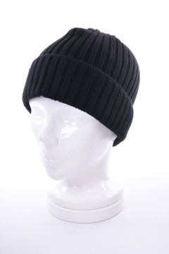 KNIT CAP / カシミア リブ編み ニットキャップ ブラック