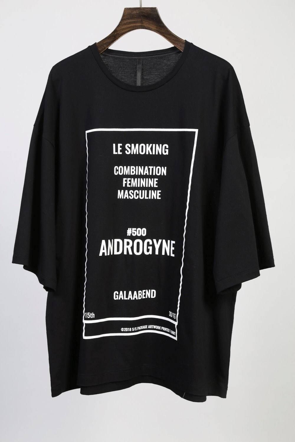 30/1シルケット天竺 over size print tee / ロゴプリント オーバーサイズ カットソー ブラック