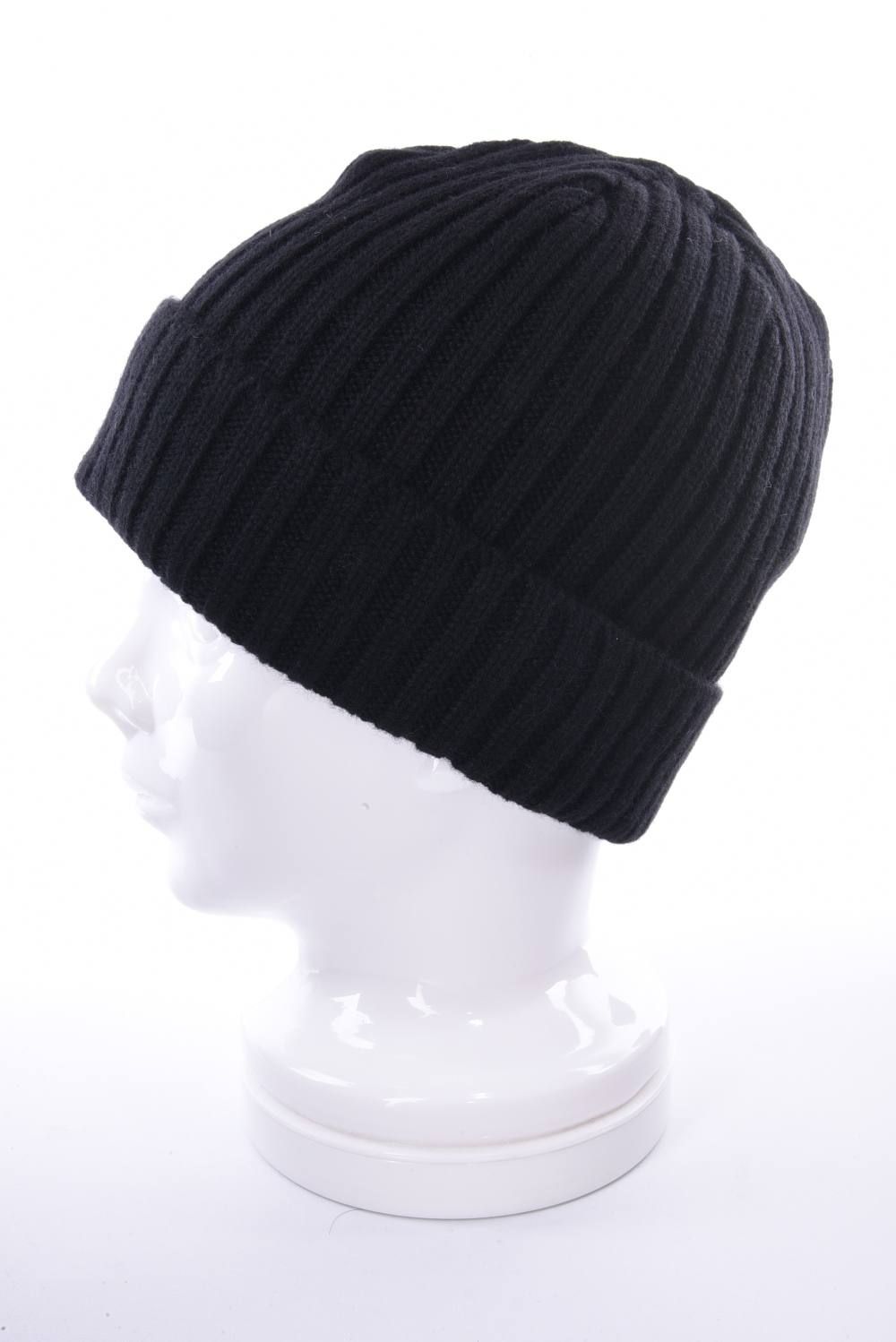 KNIT CAP / カシミア リブ編み ニットキャップ ブラック