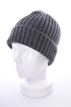 KNIT CAP / カシミア リブ編み ニットキャップ グレー