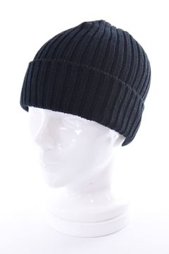 KNIT CAP / コットン リブ編み ニットキャップ ブラック