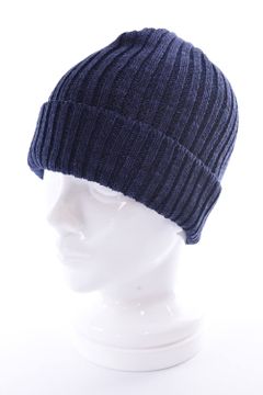 KNIT CAP / コットン リブ編み ニットキャップ ネイビー