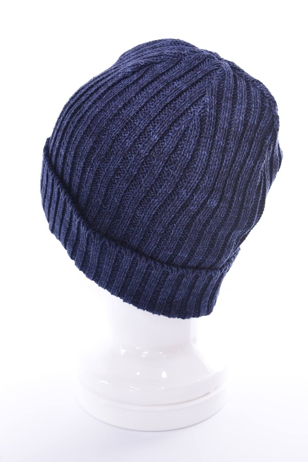 KNIT CAP / コットン リブ編み ニットキャップ ネイビー