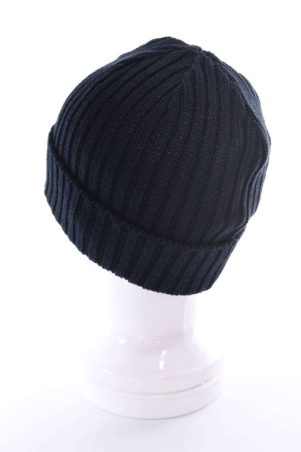 KNIT CAP / コットン リブ編み ニットキャップ ブラック