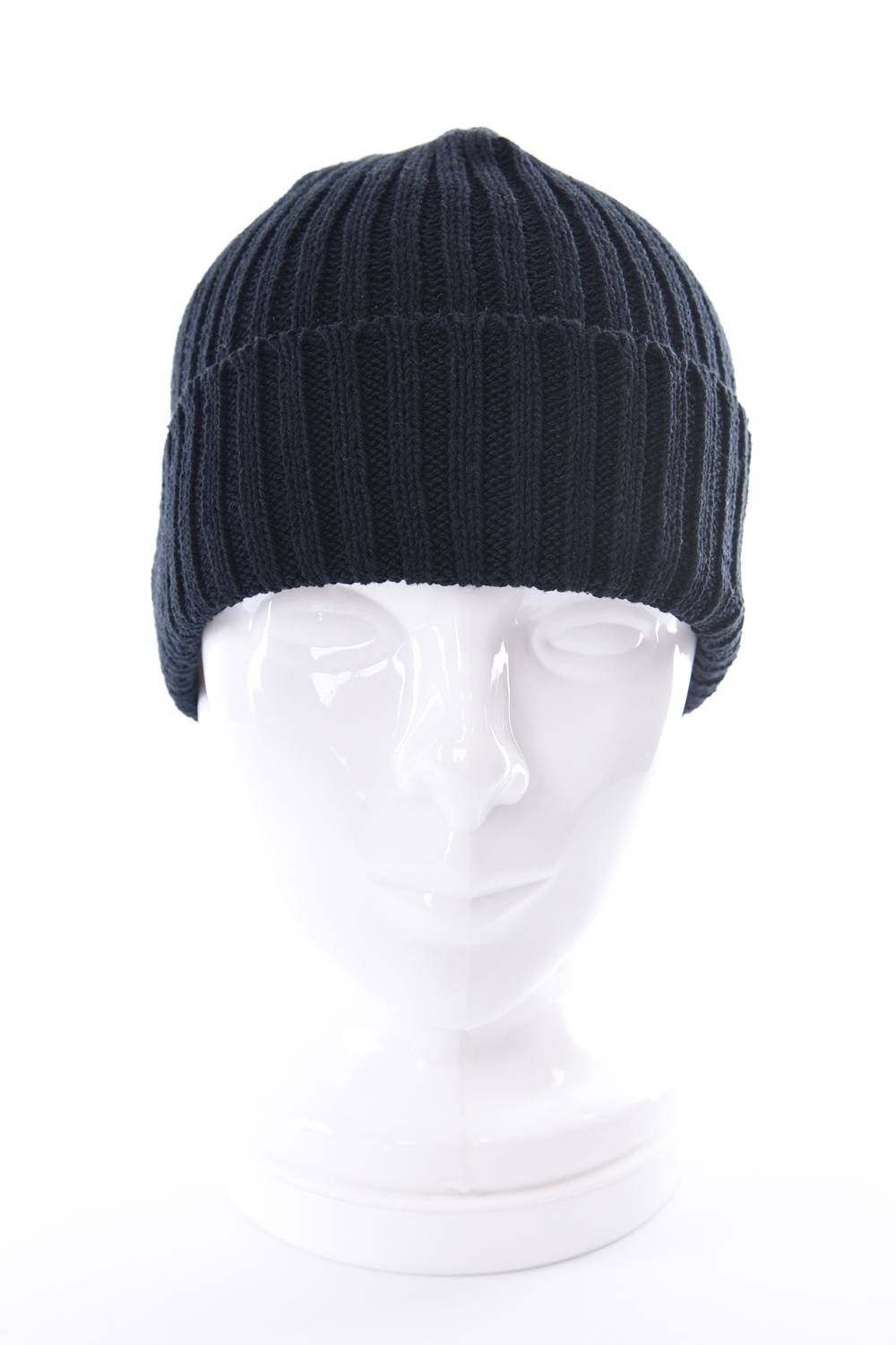 KNIT CAP / コットン リブ編み ニットキャップ ブラック