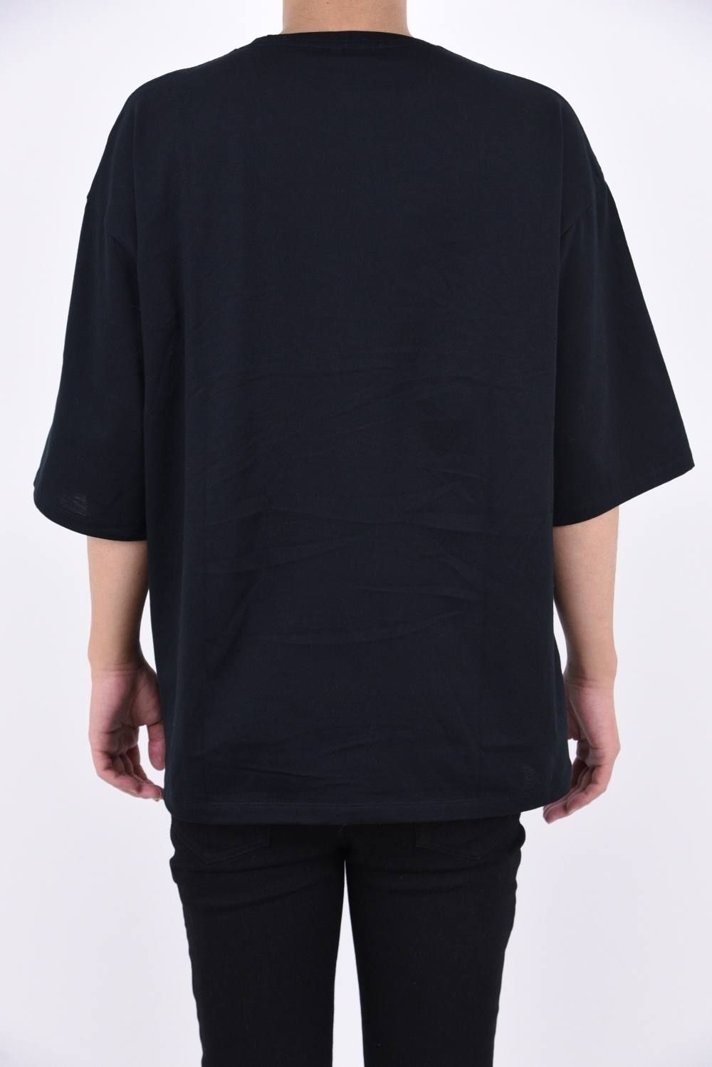 30/1シルケット天竺 over size print tee / ロゴプリント オーバーサイズ カットソー ブラック