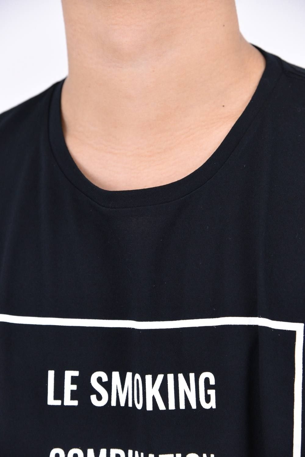 30/1シルケット天竺 over size print tee / ロゴプリント オーバーサイズ カットソー ブラック