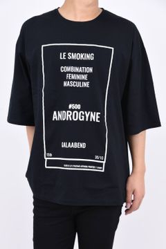 30/1シルケット天竺 over size print tee / ロゴプリント オーバーサイズ カットソー ブラック