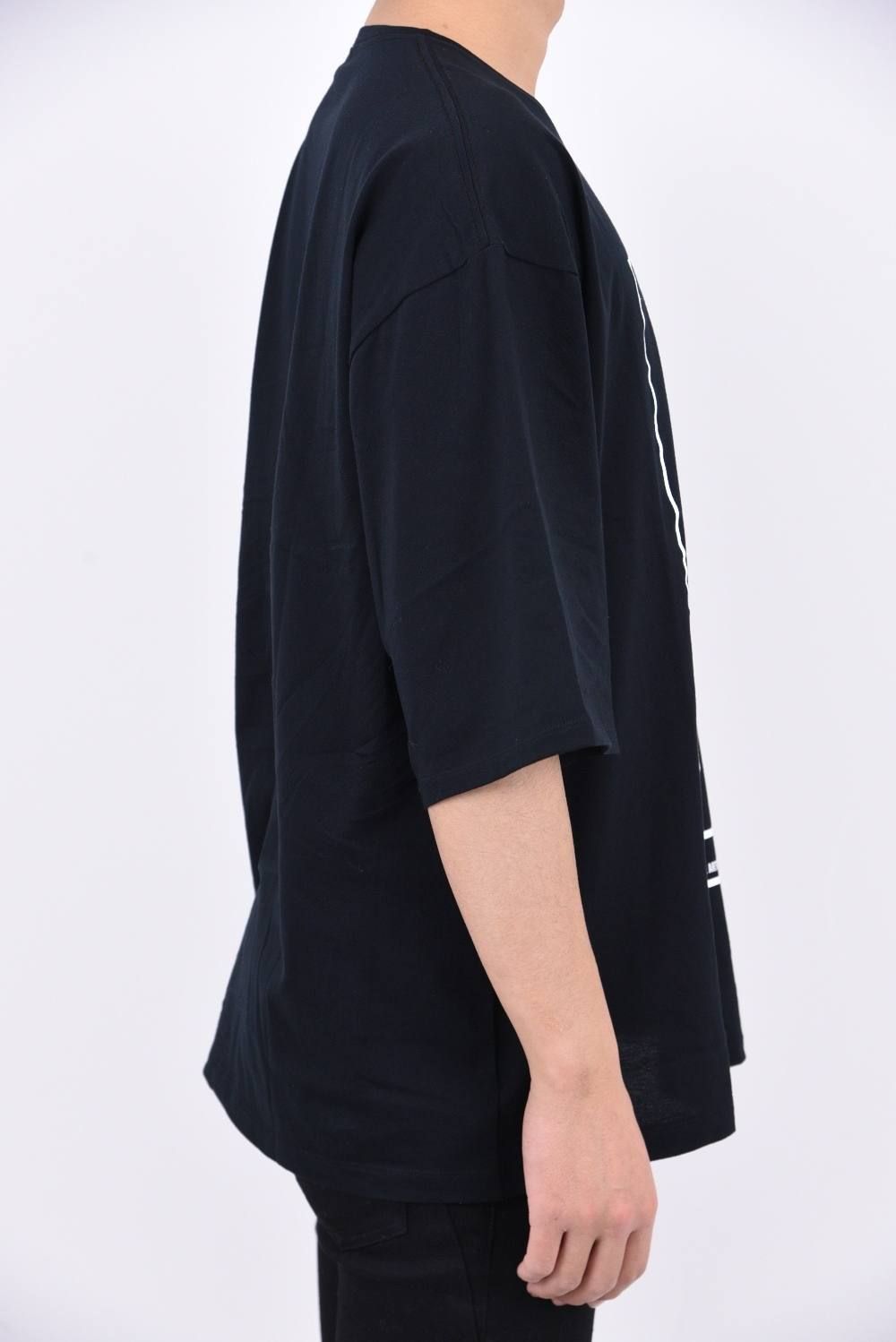 30/1シルケット天竺 over size print tee / ロゴプリント オーバーサイズ カットソー ブラック