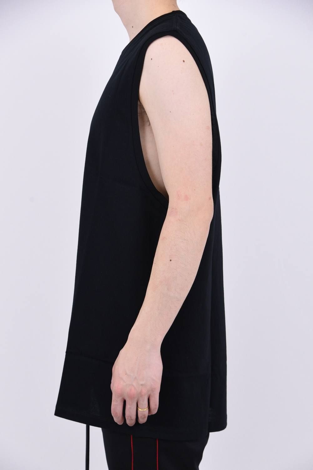 30/1シルケット天竺 tank top / オーバーサイズ タンクトップ ブラック