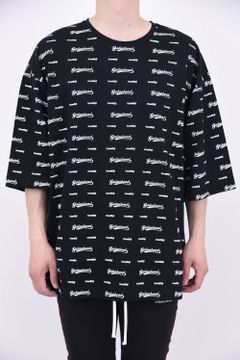 30/1シルケット天竺 big tee / 総柄プリント ビッグシルエット カットソー ブラック