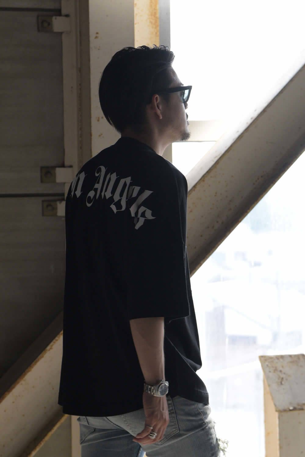 PALM ANGELS - LOGO OVER TEE BLACK / プリント クルーネック ロングT