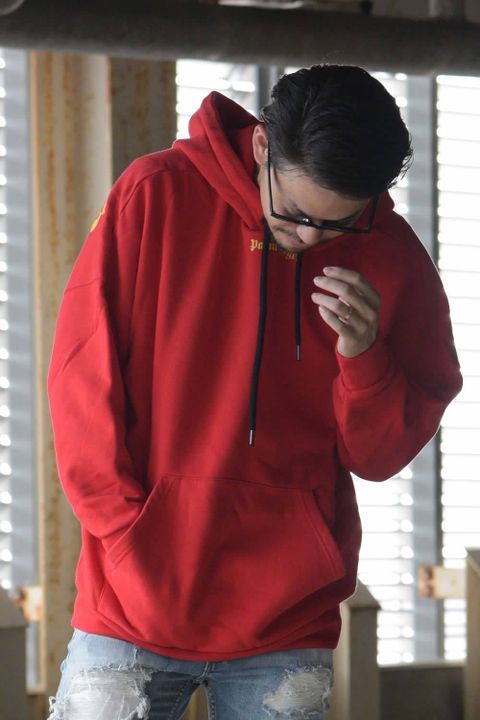 LOGO OVER HOODIE RED / プリント パーカー オーバーサイズ レッド