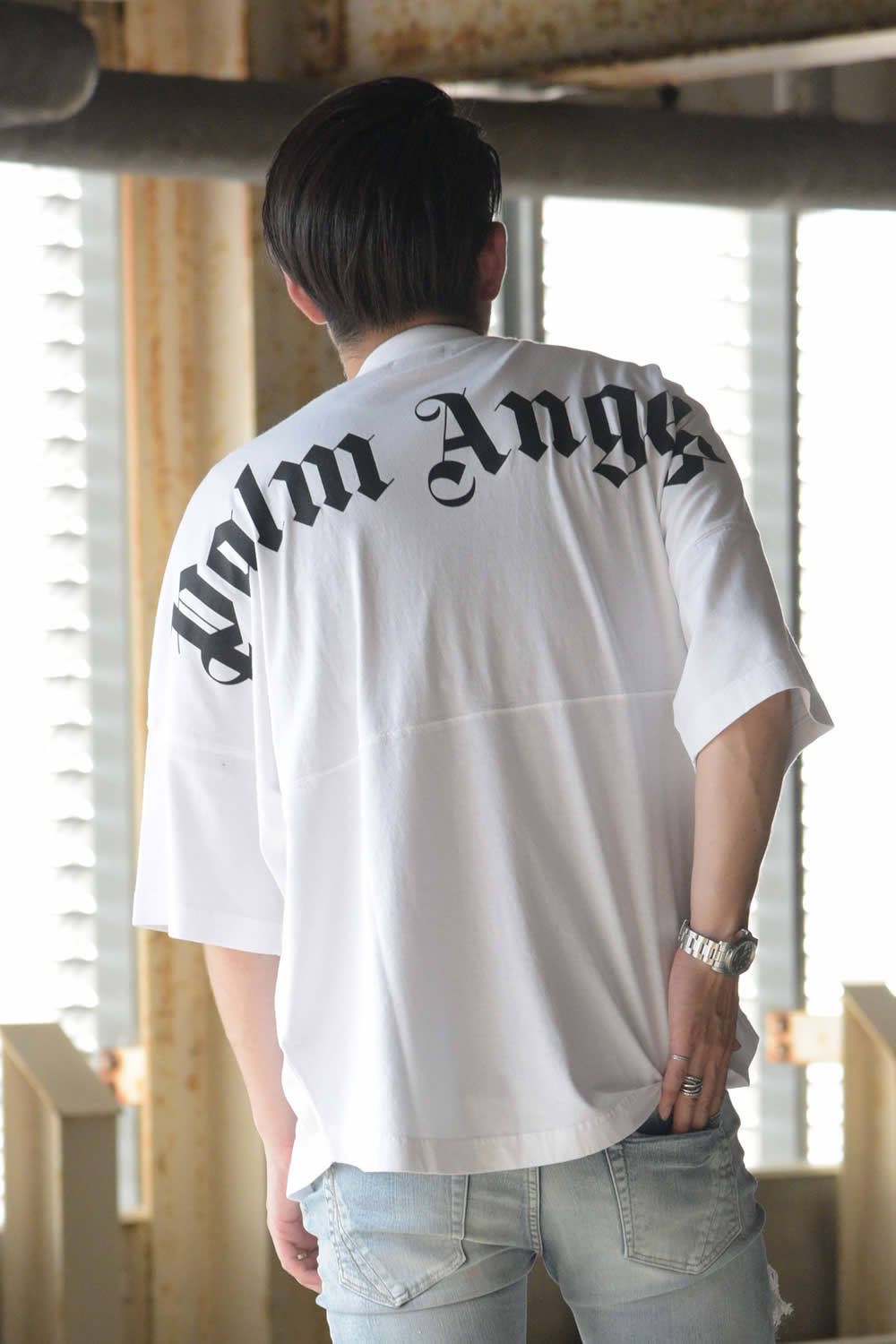 PALM ANGELS - LOGO OVER TEE WHITE / プリント クルーネック ロングTシャツ ホワイト | gossip