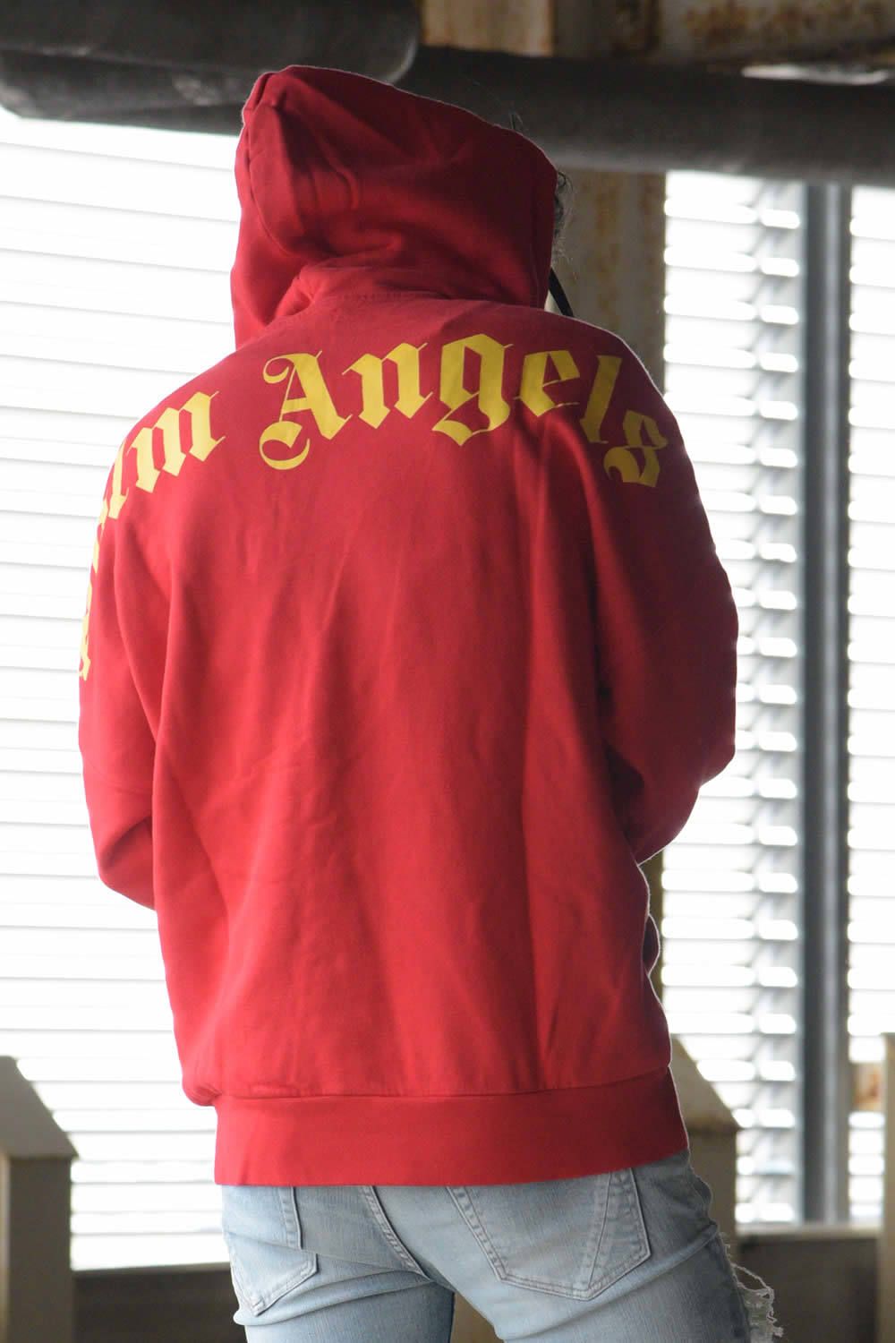 PALM ANGELS - LOGO OVER HOODIE RED / プリント パーカー オーバー