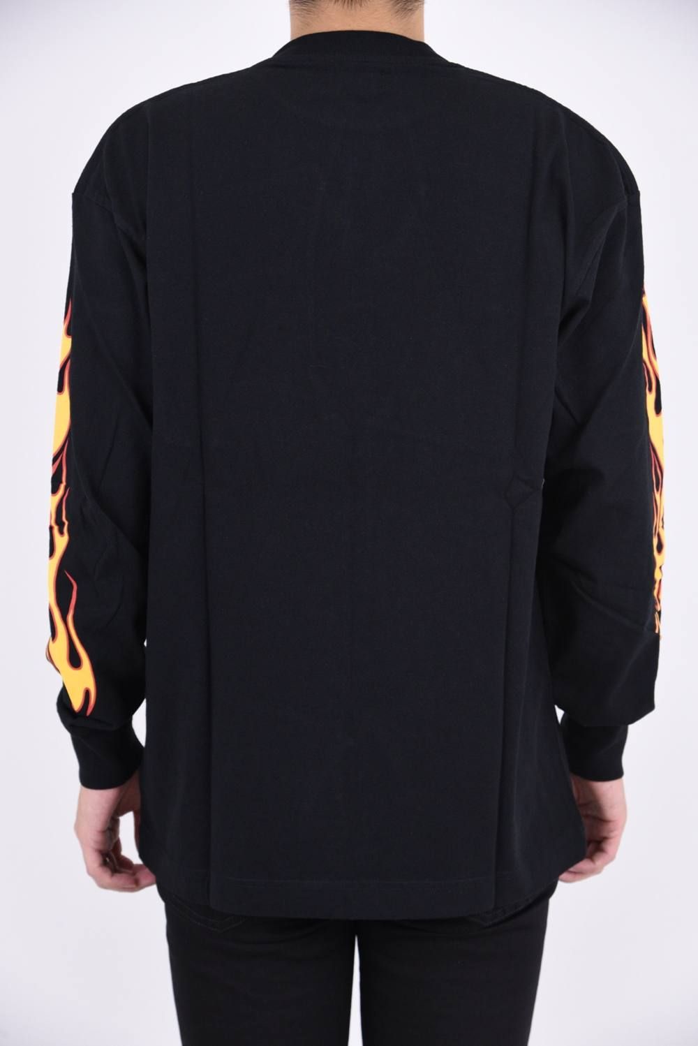 PALMS MS AND FLAMES TEE LS / モックネック 長袖 プリントTシャツ ブラック