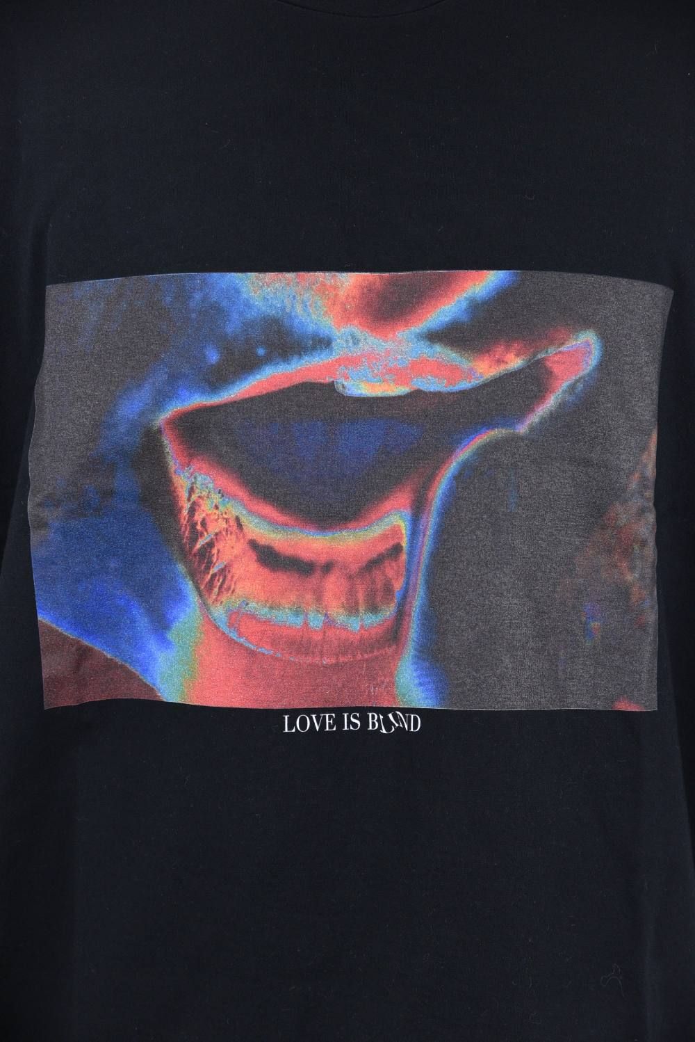 30/1シルケット天竺 print crew neck / ビッグシルエット カットソー ブラック
