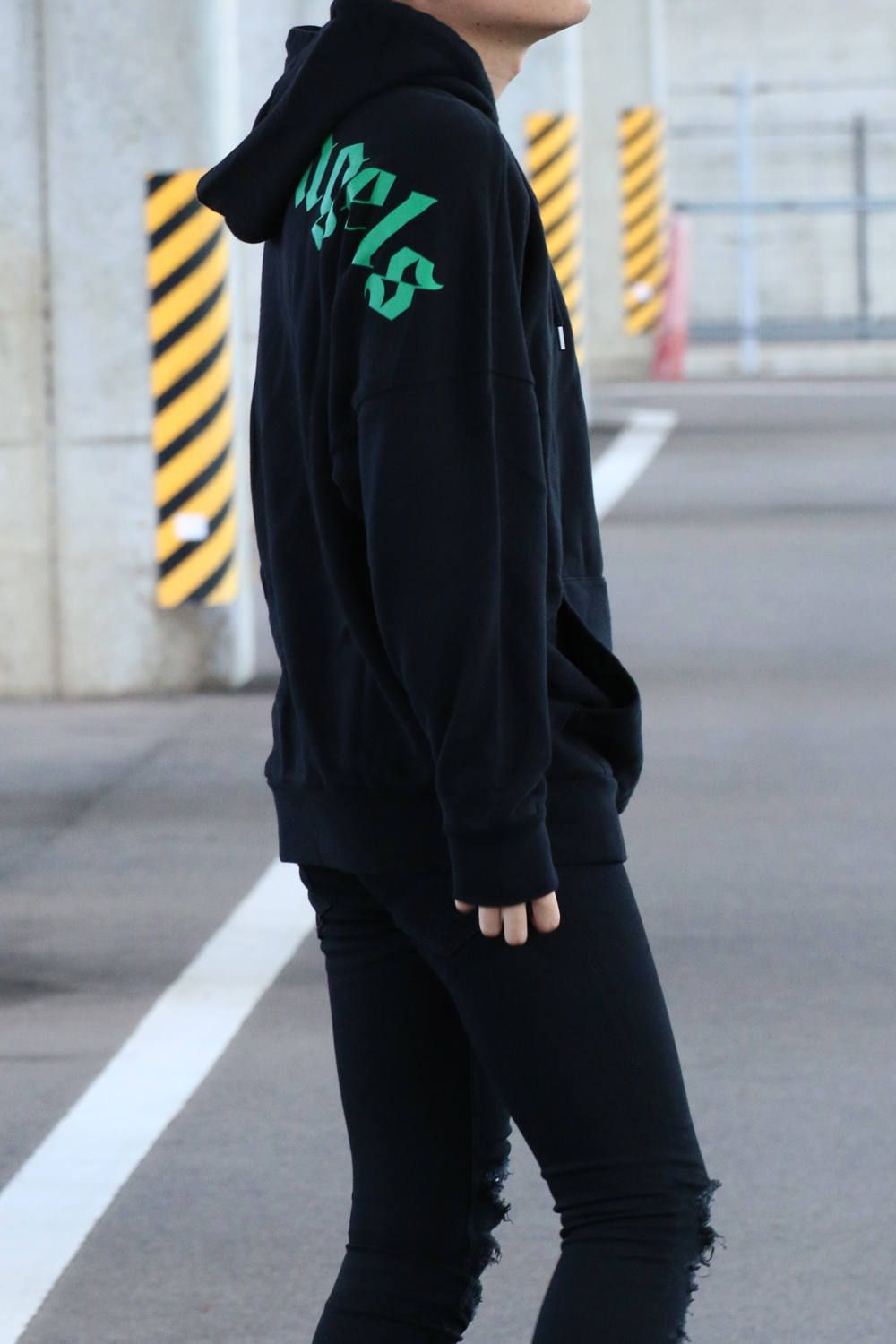 LOGO OVER HOODIE RED / プリント パーカー オーバーサイズ ブラック