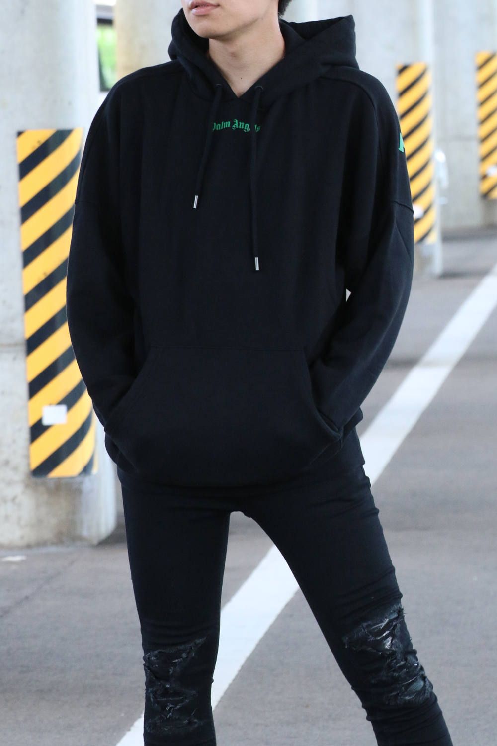 LOGO OVER HOODIE RED / プリント パーカー オーバーサイズ ブラック