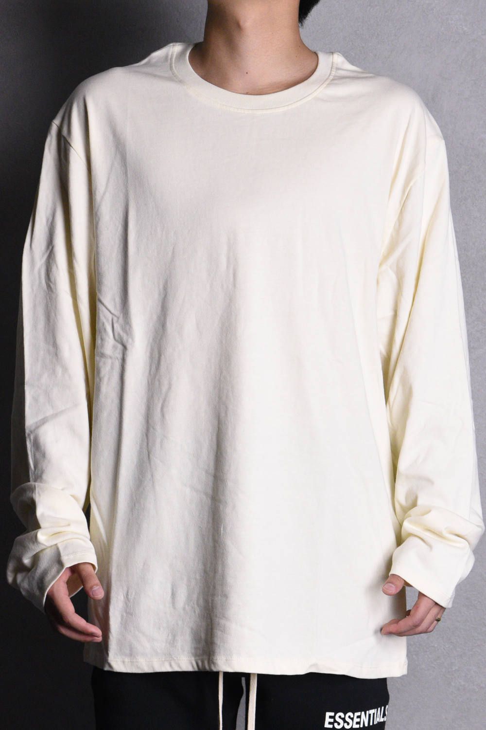 BOXY L/S TEE / クルーネック 長袖 プリントTシャツ クリーム - S