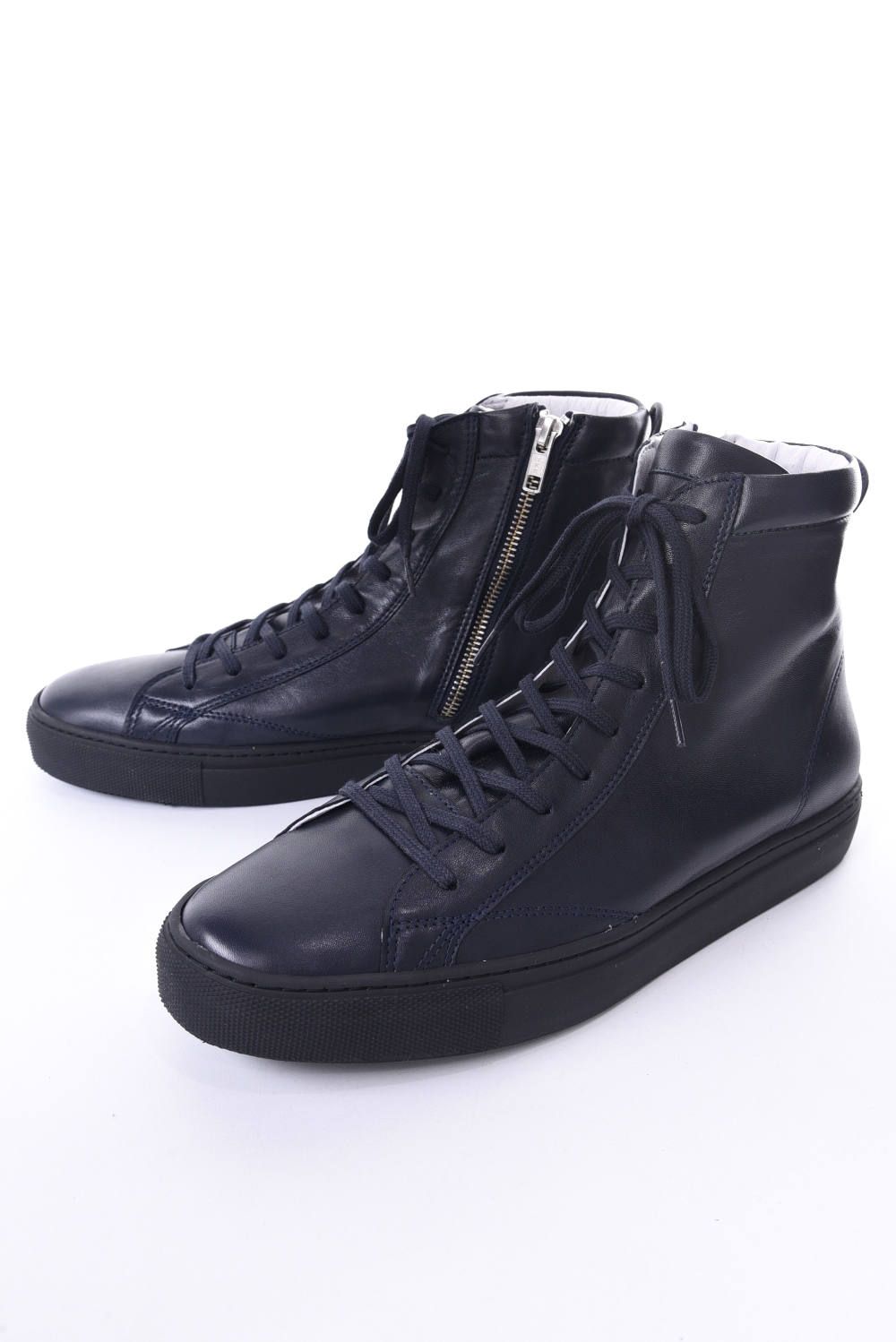 《別注》 1000ZIP MIDNIGHT BLUE / KIPSレザー サイドジップ ハイカットスニーカー Dネイビー / ブラック