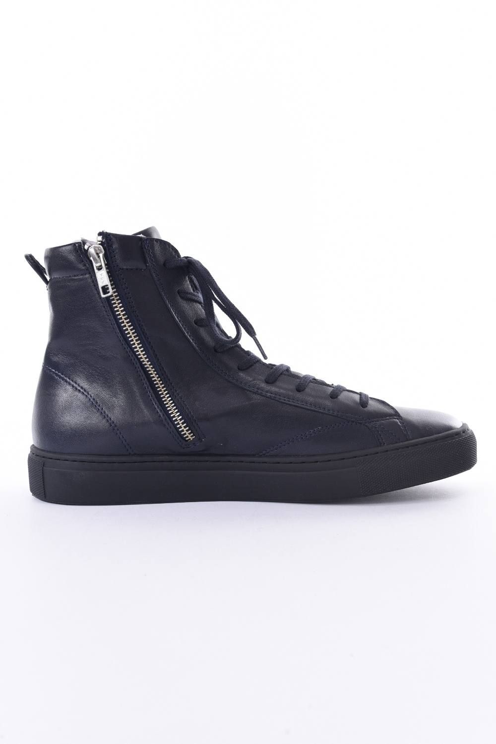 《別注》 1000ZIP MIDNIGHT BLUE / KIPSレザー サイドジップ ハイカットスニーカー Dネイビー / ブラック