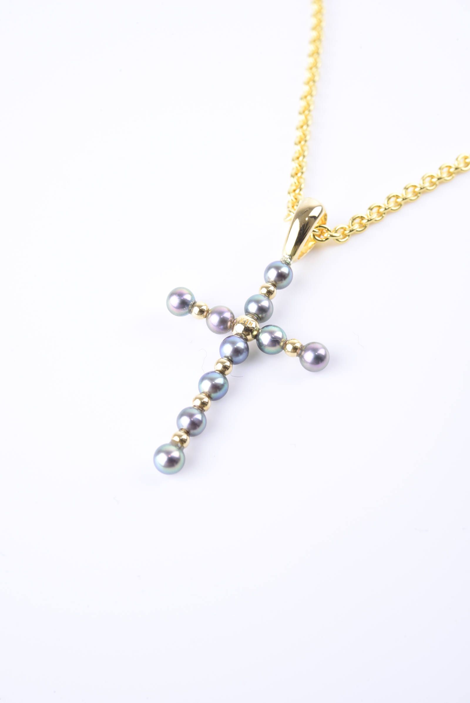 《完全復刻》 Black pearl / K18 Cross Pendant