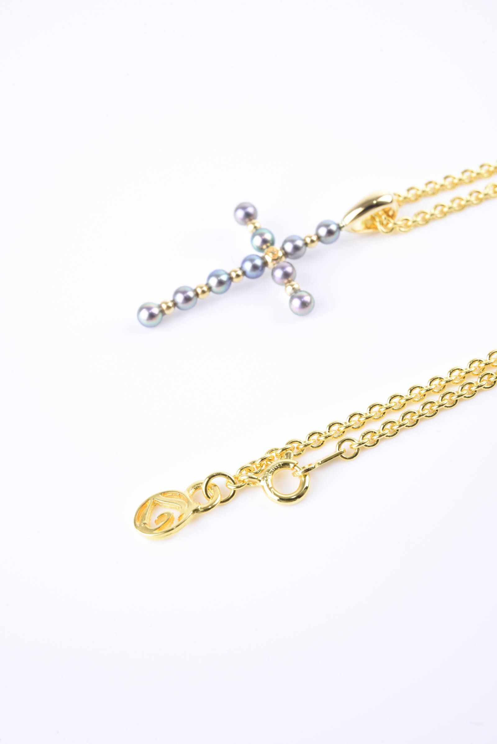 《完全復刻》 Black pearl / K18 Cross Pendant