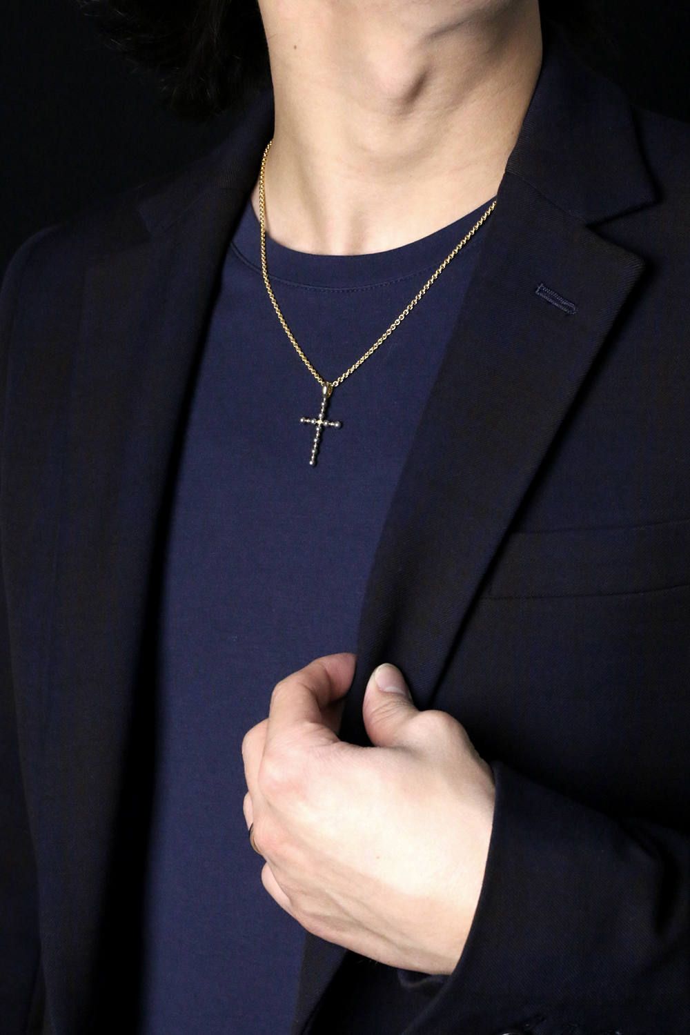 《完全復刻》 Black pearl / K18 Cross Pendant
