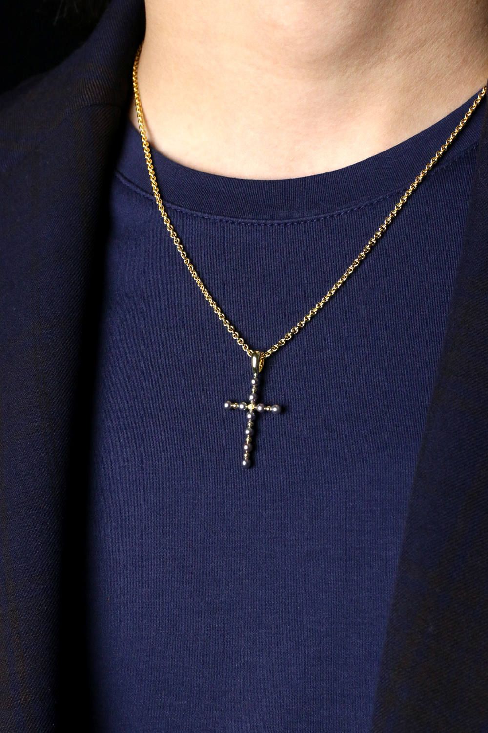 《完全復刻》 Black pearl / K18 Cross Pendant